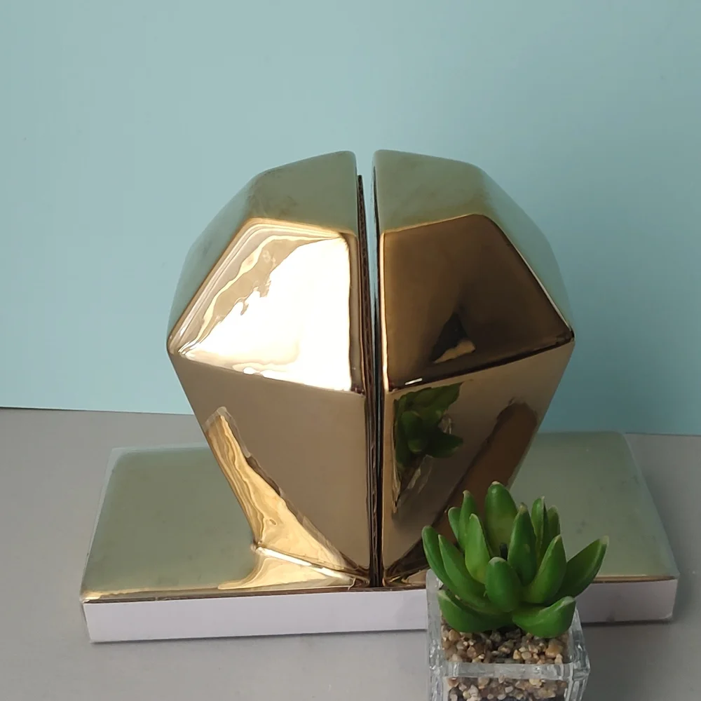 Gold Geometric Bookends
